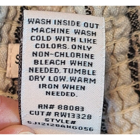 Sincerely Jules Womens M Tan Striped Roll Tab Hem Cuffed Linen Blend Pants Boho - Picture 10 of 15